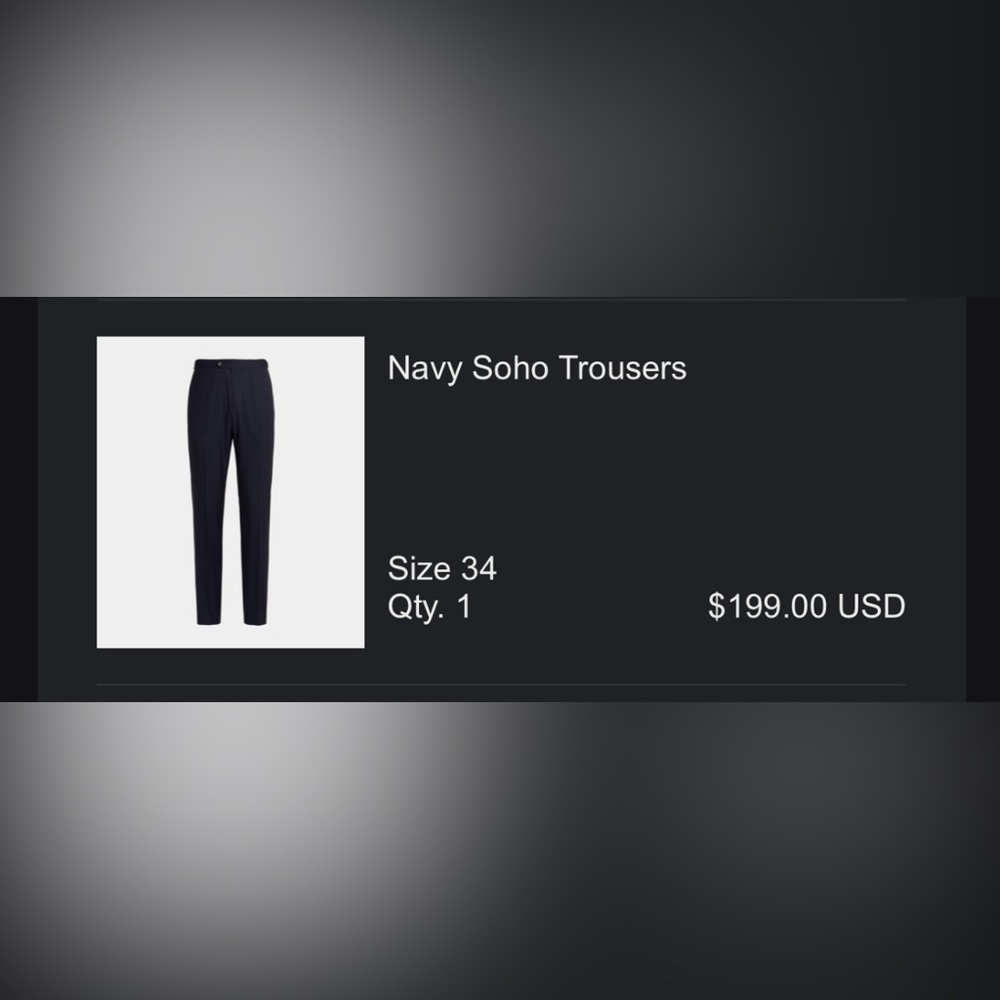Suitsupply Navy Soho Traveler’s Trousers (Size 34/32) with Side Tabs